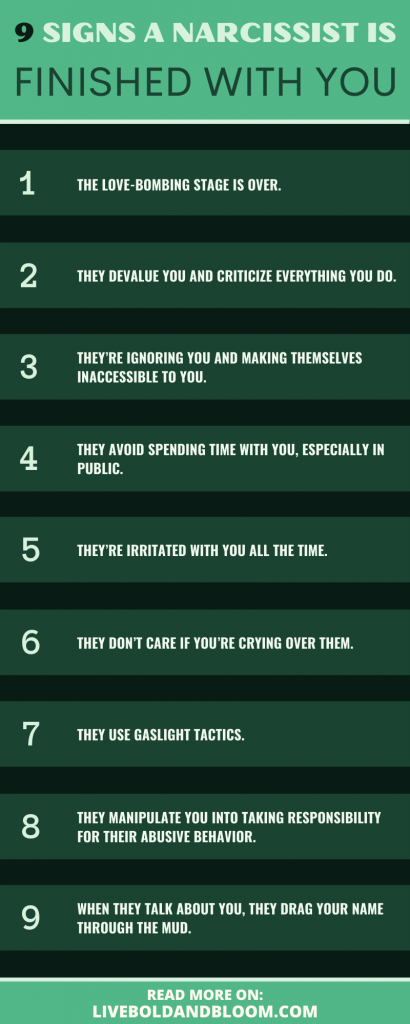 Signs a narcissist is done with you