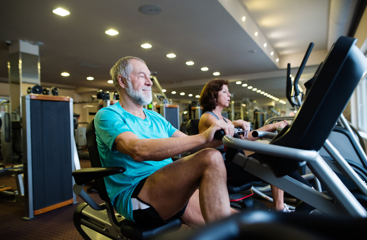 senior man on recumbent bike