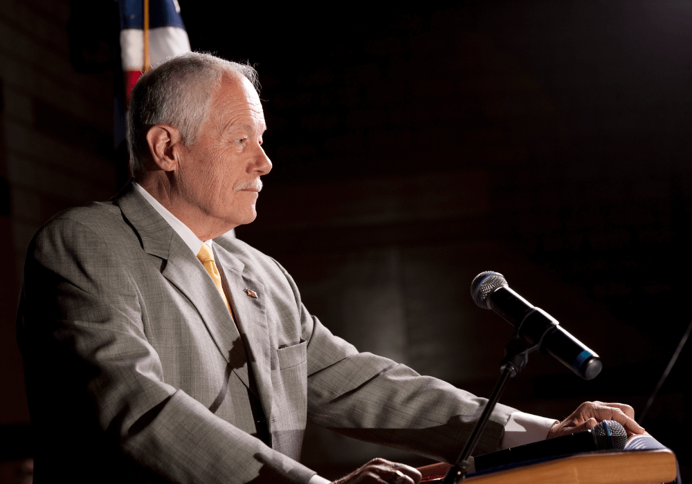 senior man in podium retirement speech ideas