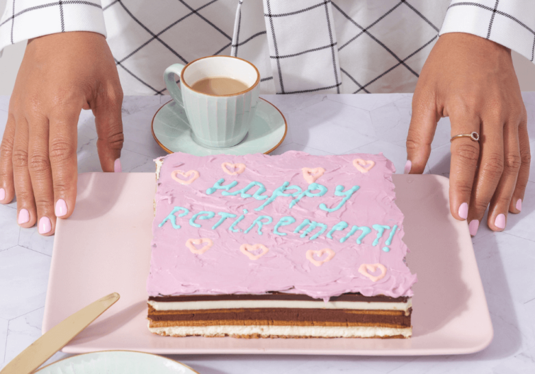 pink cake what to write on a retirement cake