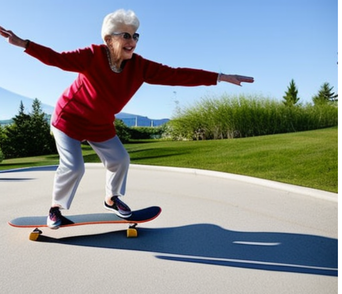 elderly woman on skateboard funny quotes on aging