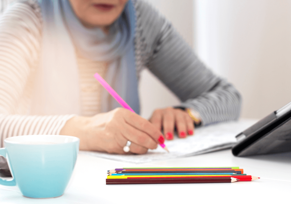 woman coloring