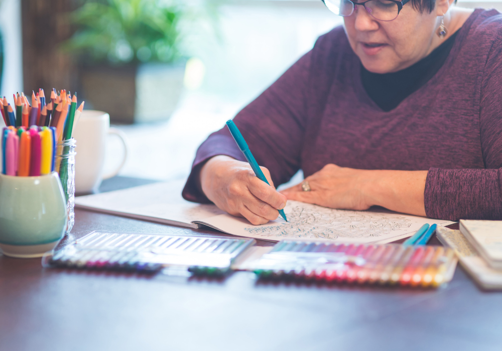 woman coloring