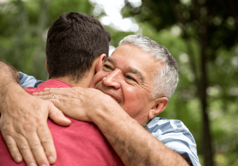 father hugging his son nice things to say to your grown son