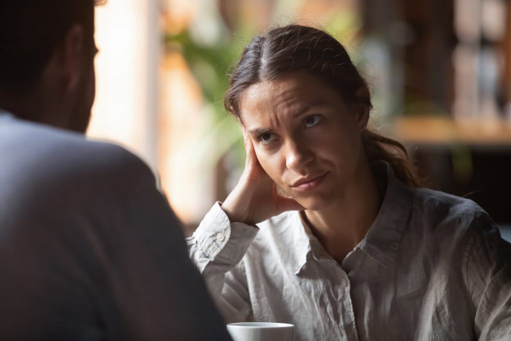 woman looking at man intj death stare