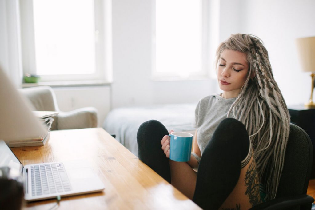 woman in her coffee shifting affirmations