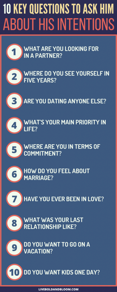 Key questions to ask a guy to know about his intentions