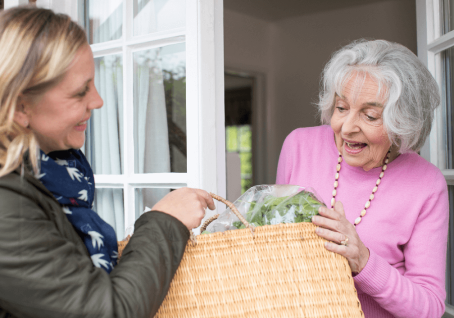woman helping elderly woman do the right thing when no one is looking