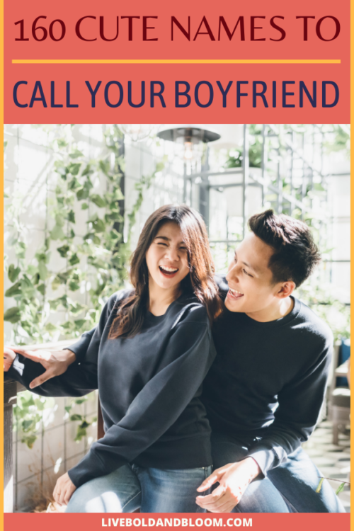Boyfriends need some cute loving too. Check these cute names to call your boyfriend out and see what you can call your guy to make him giggle.
