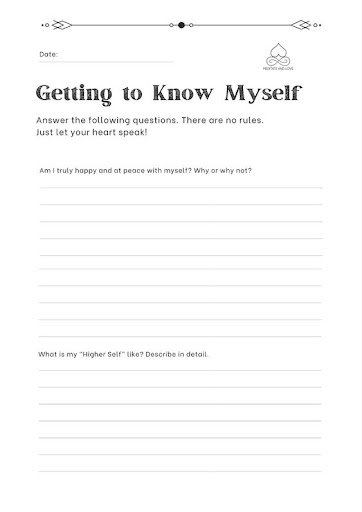 getting to know myself self awareness worksheets for adults