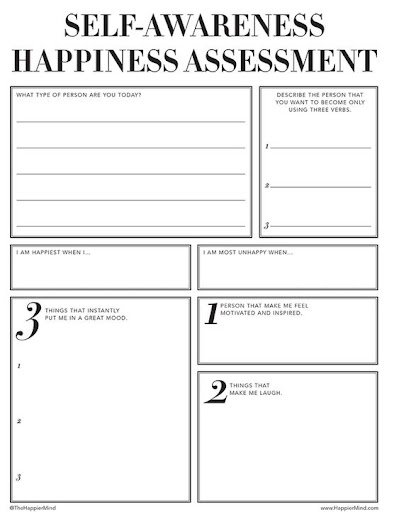 happier mind self awareness worksheets for adults