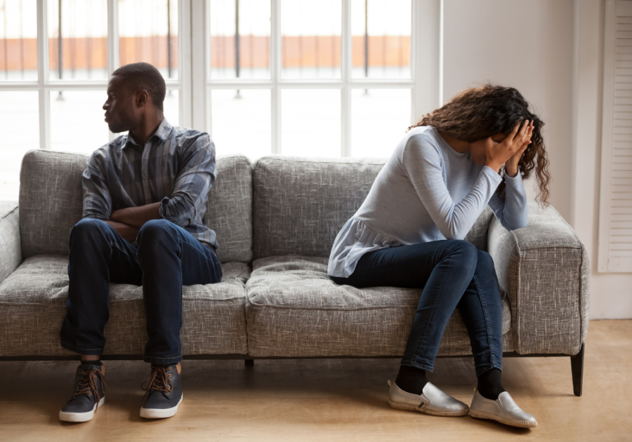 couple facing different directions signs he wants you to leave him alone