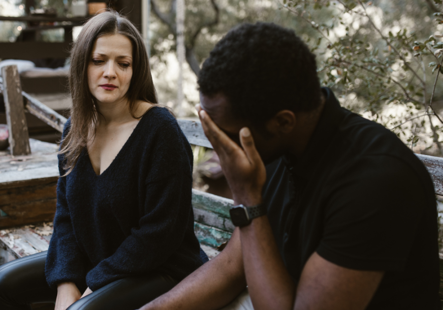 woman with smudged mascara signs he's hurting after the break up