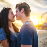 couple kissing on beach friends to lovers