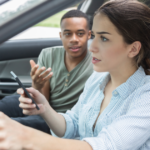 man and woman in car talking ignoring a narcissist