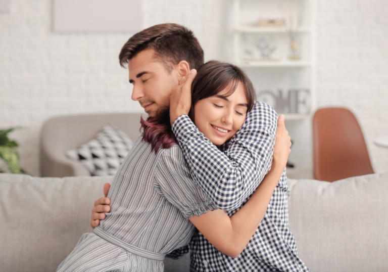 man and woman hugging How to Tell Someone You Just Want to Be Friends