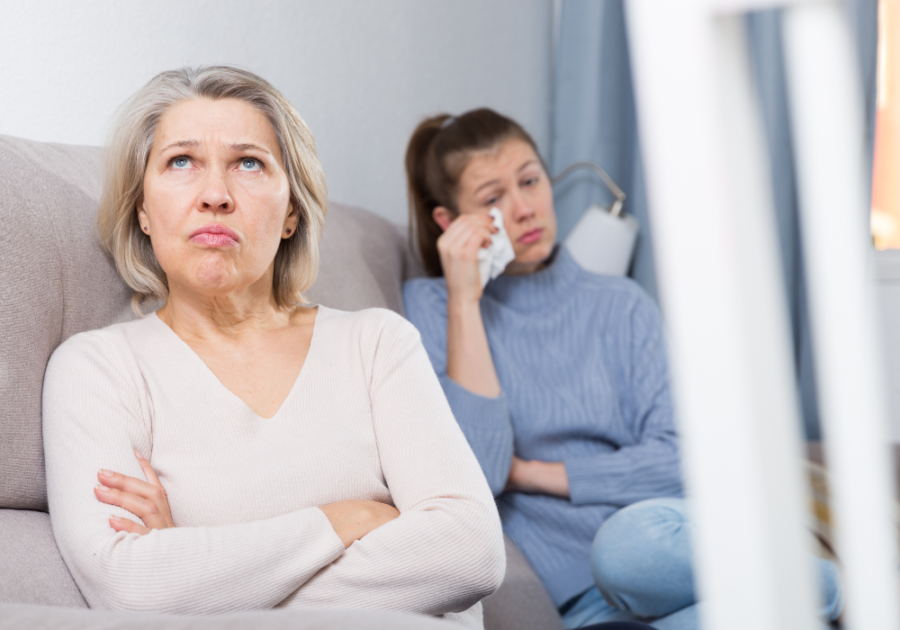 older woman angry and younger woman crying How to Deal with Family Members That Disrespect You