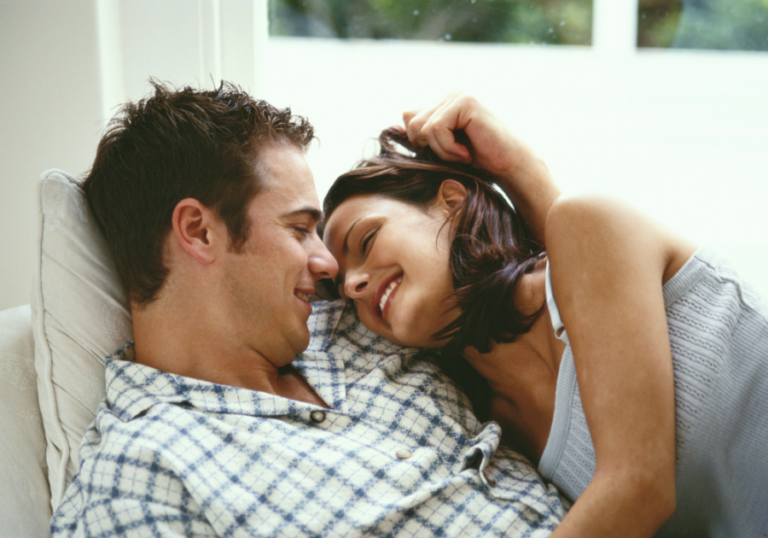 couple snuggling on sofa do Men Cuddle with any girl