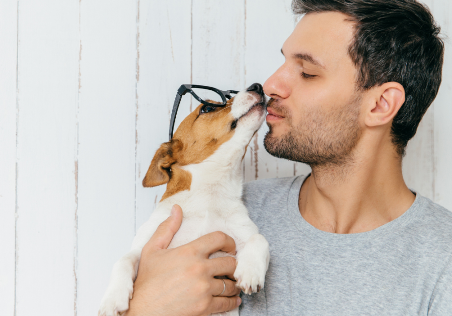 man holding small dog face to face Truth or Dare Over Text