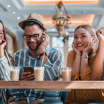 group sitting at coffee shop hot seat questions