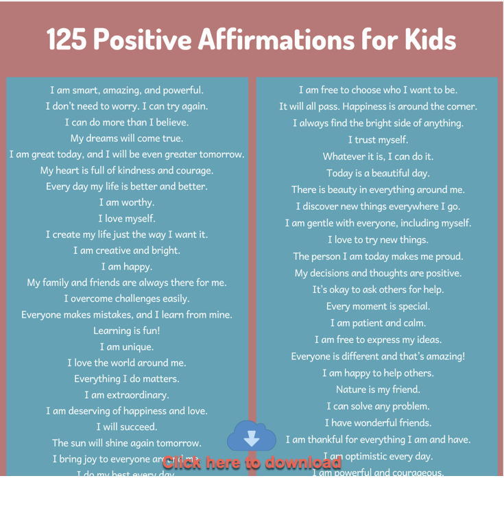 positive affirmations for kids pdf