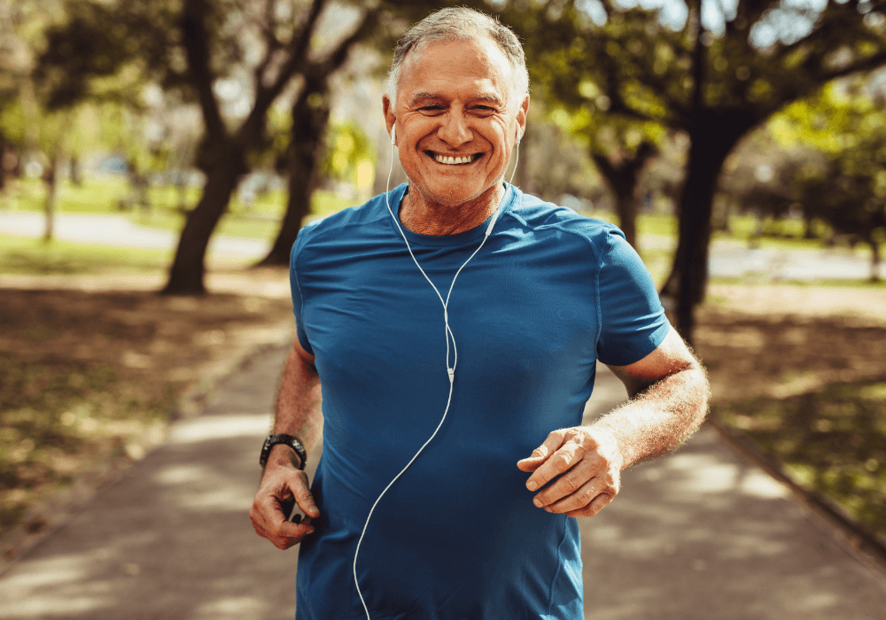 senior man out for a run while listening to music best ways to listen to music