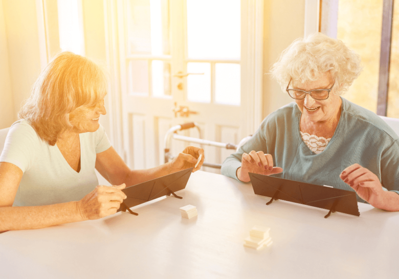 senior couple playing a game together word games for seniors